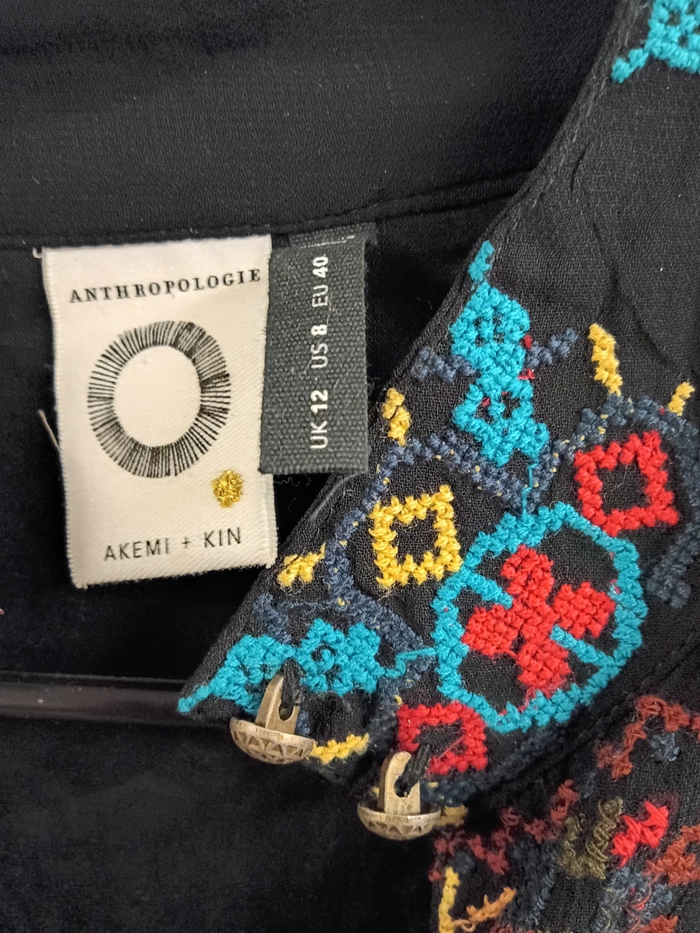 Anthropologie Akemi + Kin "Sheria" Metallic Embroidered Dress - Picture 4 of 9